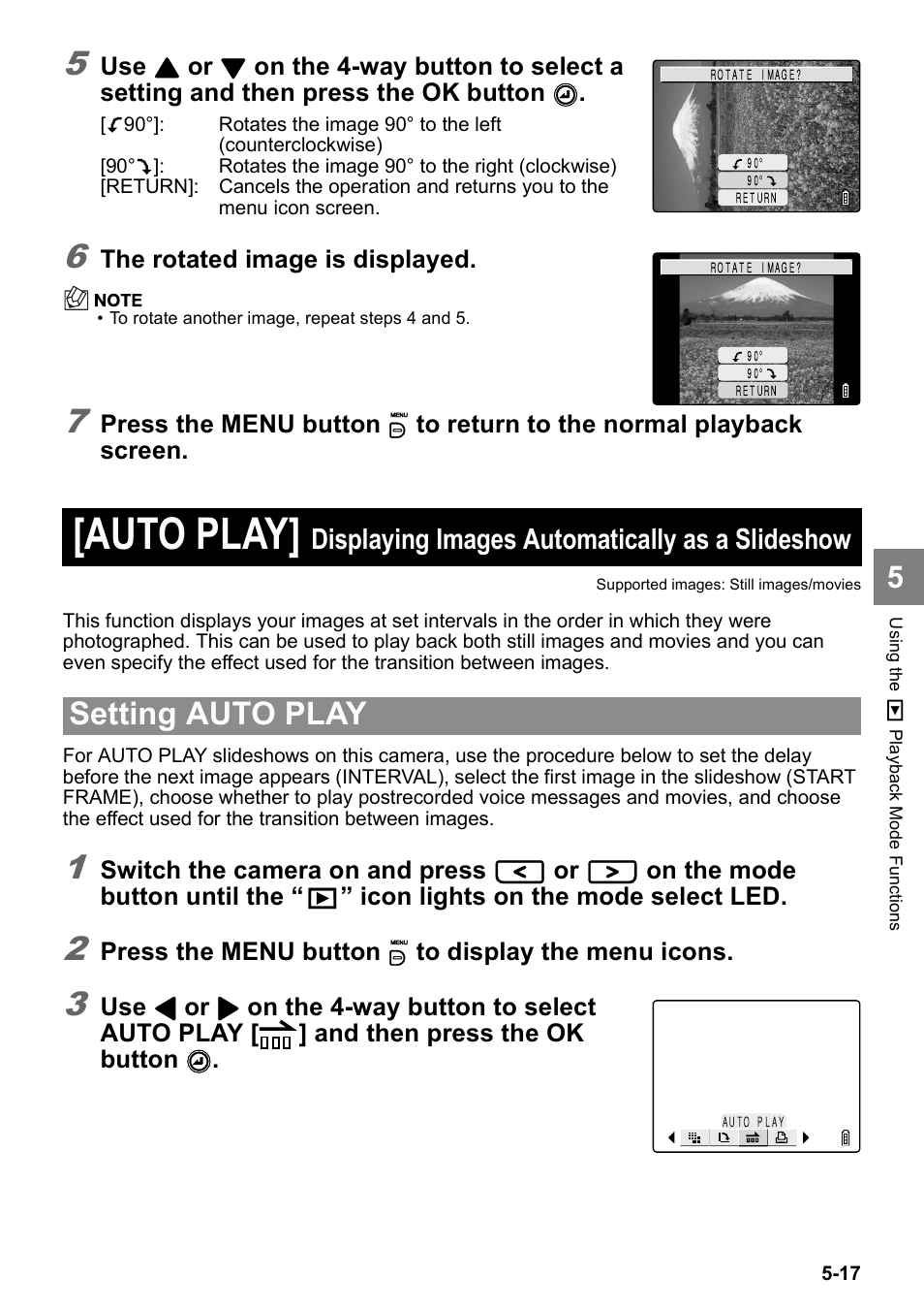 Auto play, Setting auto play, Displaying images automatically as a slideshow | Kyocera Finecam SL400R User Manual | Page 101 / 134