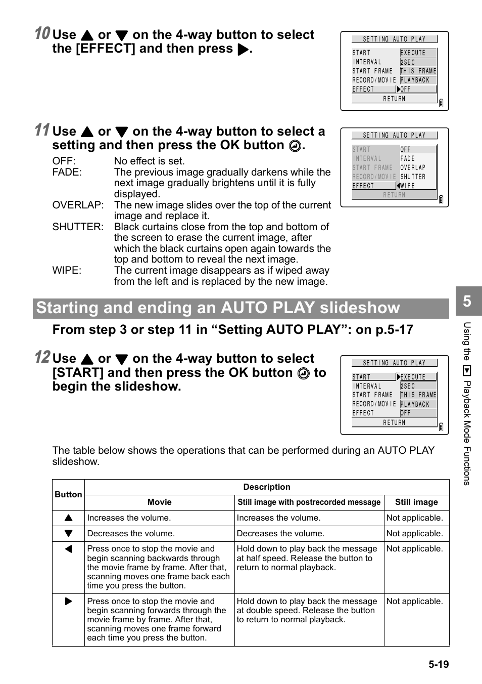 Starting and ending an auto play slideshow | Kyocera Finecam SL400R User Manual | Page 103 / 134