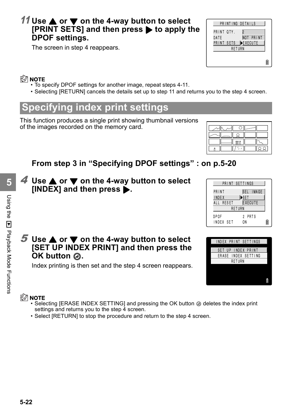Specifying index print settings | Kyocera Finecam SL400R User Manual | Page 106 / 134