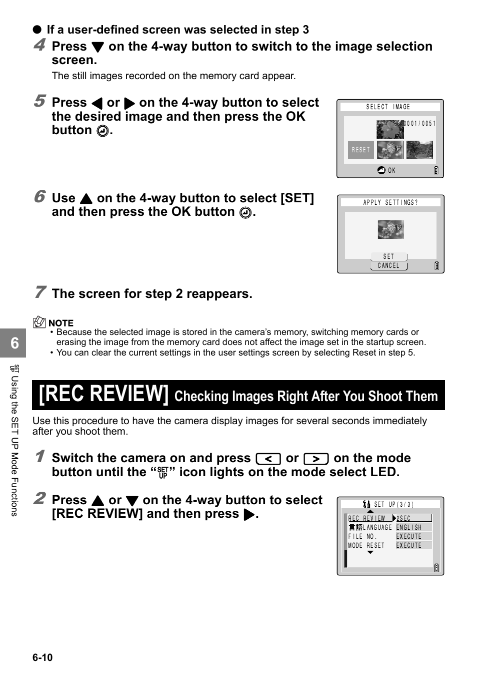 Rec review, Checking images right after you shoot them | Kyocera Finecam SL400R User Manual | Page 118 / 134