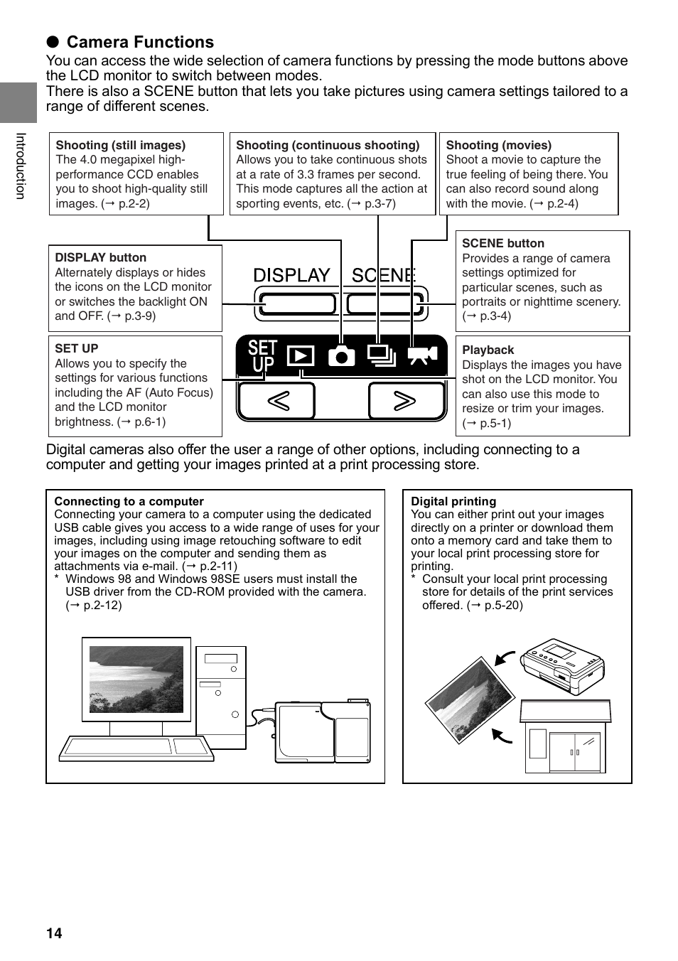 Camera functions | Kyocera Finecam SL400R User Manual | Page 14 / 134