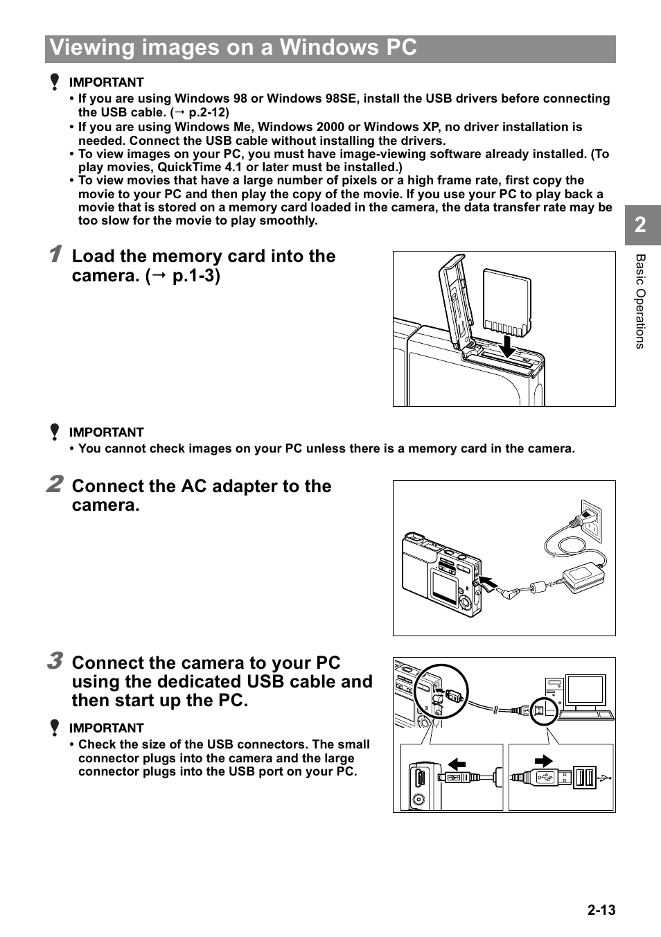 Viewing images on a windows pc, Connect the ac adapter to the camera | Kyocera Finecam SL400R User Manual | Page 37 / 134