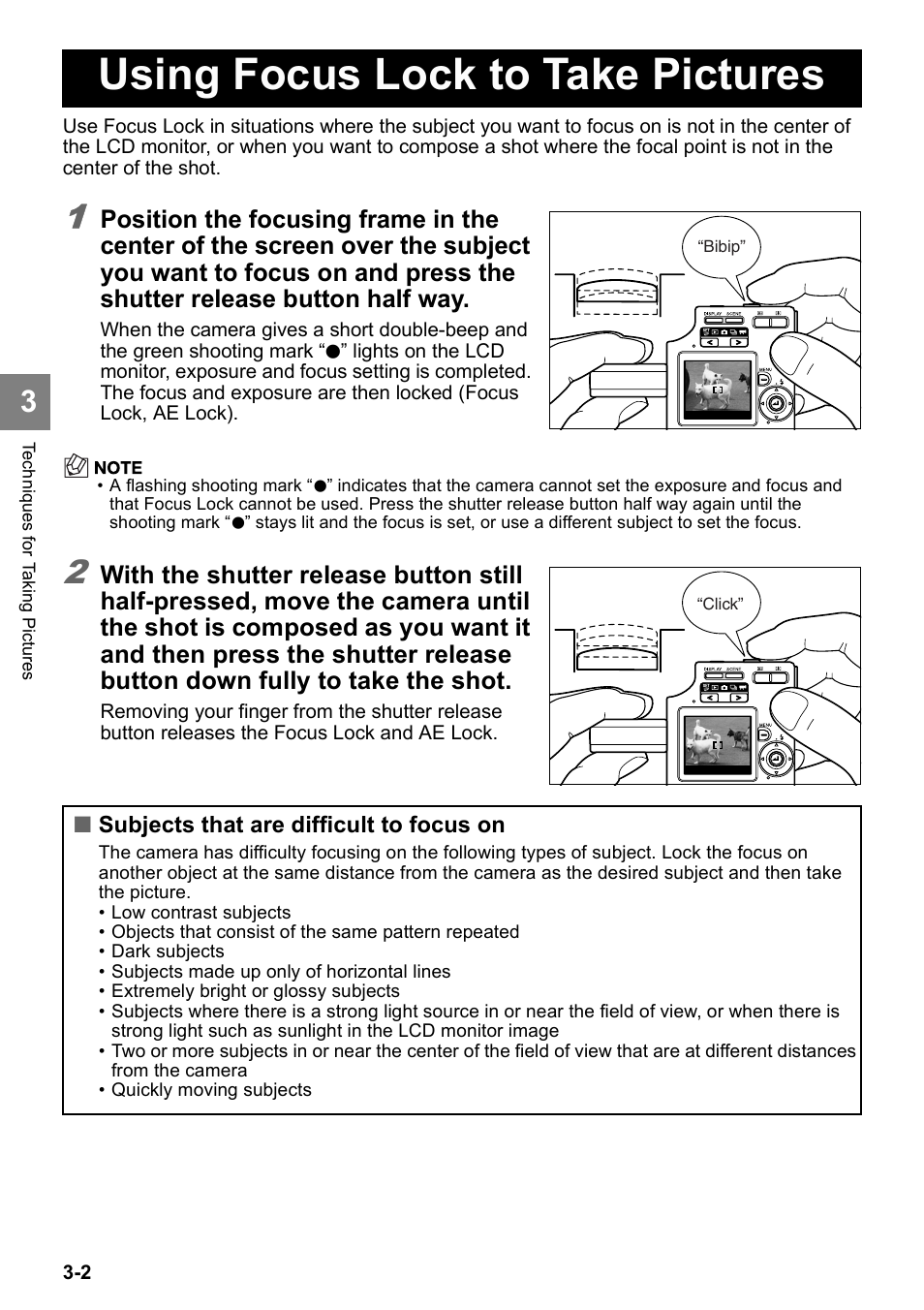 Using focus lock to take pictures | Kyocera Finecam SL400R User Manual | Page 50 / 134