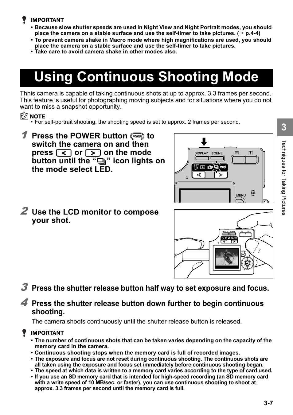 Using continuous shooting mode | Kyocera Finecam SL400R User Manual | Page 55 / 134