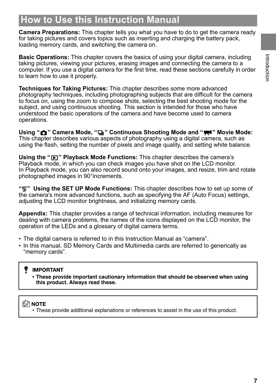 How to use this instruction manual | Kyocera Finecam SL400R User Manual | Page 7 / 134