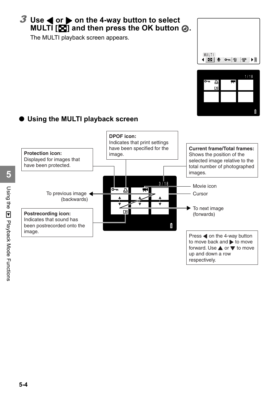 Using the multi playback screen | Kyocera Finecam SL400R User Manual | Page 88 / 134