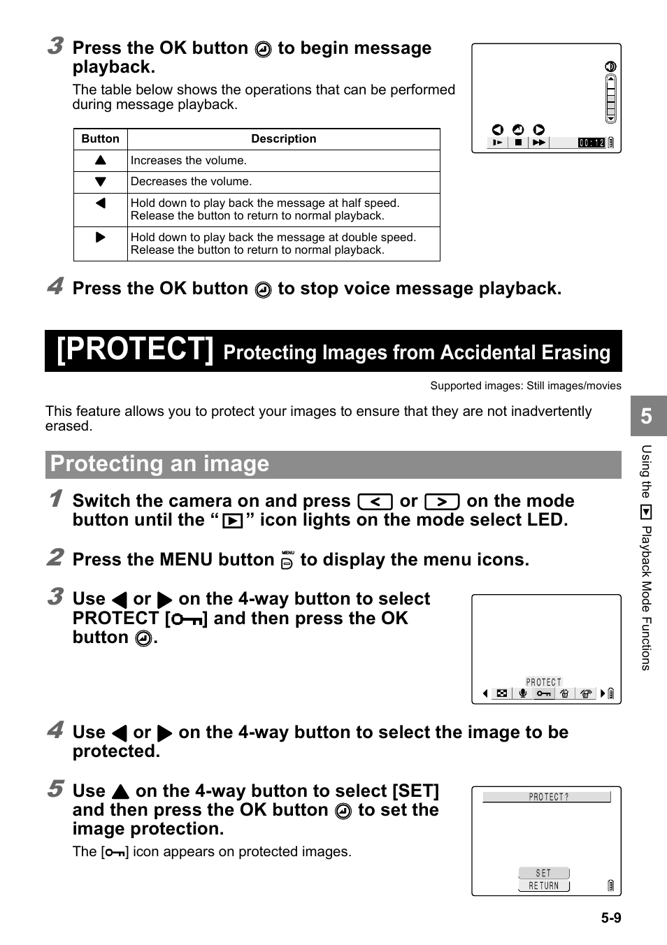 Protect, Protecting an image, Protecting images from accidental erasing | Kyocera Finecam SL400R User Manual | Page 93 / 134
