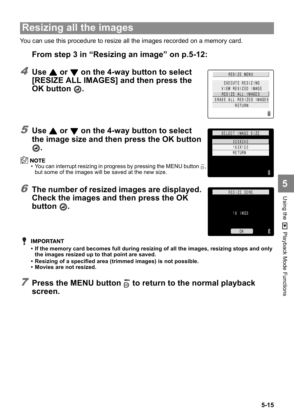 Resizing all the images | Kyocera Finecam SL400R User Manual | Page 99 / 134