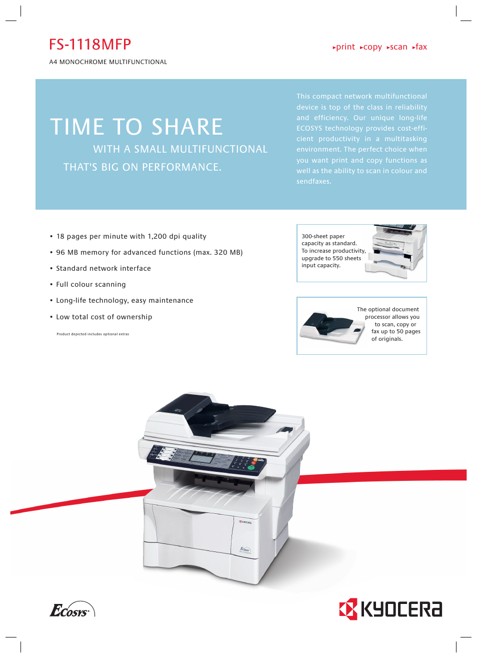 Kyocera Mita FS-1118MFP User Manual | 2 pages