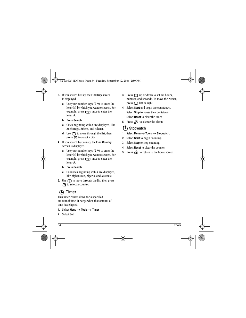 Timer | Kyocera K122 User Manual | Page 42 / 48