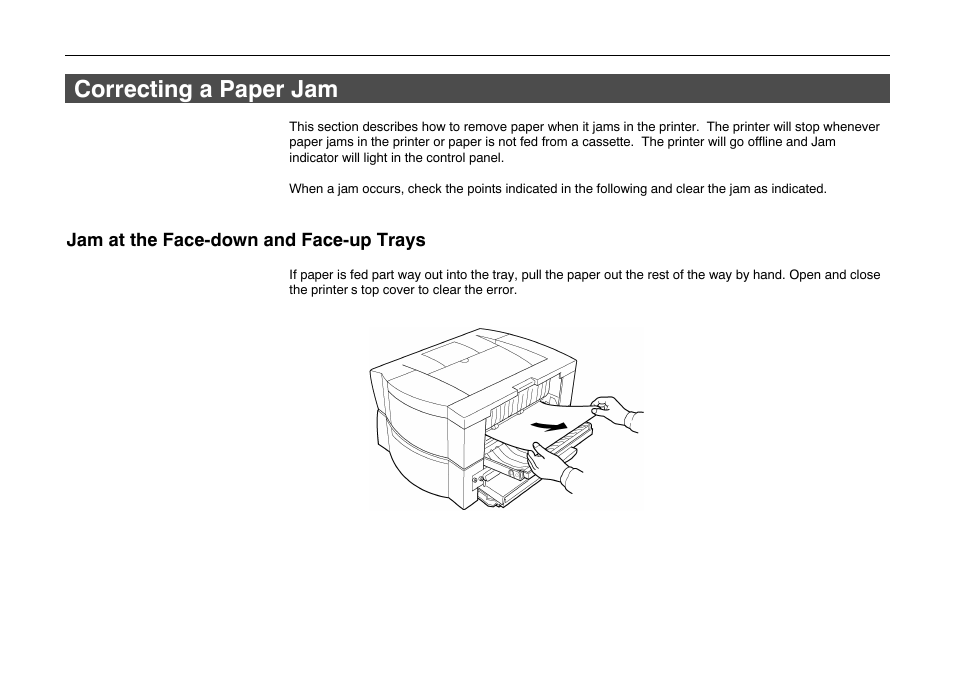 Correcting a paper jam, Correcting a paper jam -12 | Kyocera FS-600 User Manual | Page 103 / 144