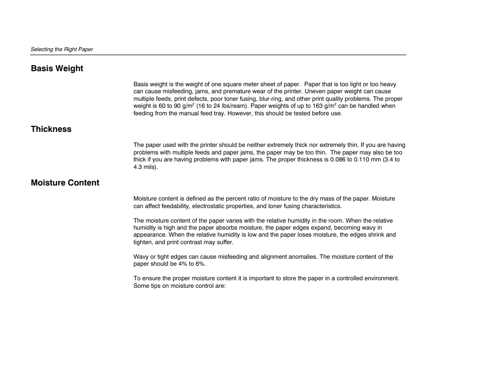 Basis weight, Thickness, Moisture content | Kyocera FS-600 User Manual | Page 115 / 144