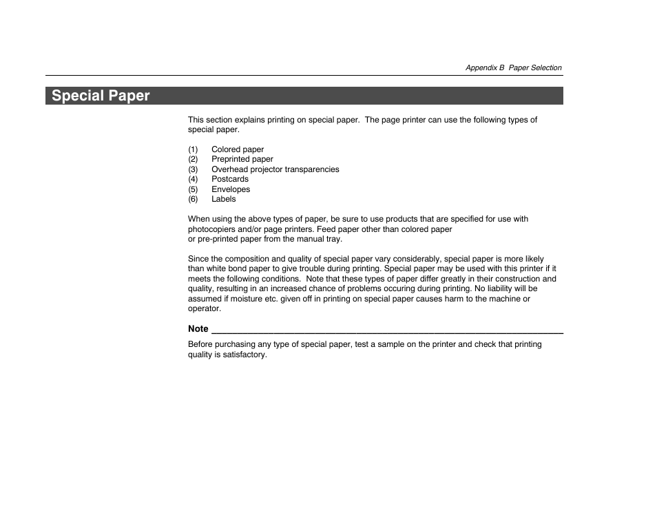 Special paper | Kyocera FS-600 User Manual | Page 118 / 144
