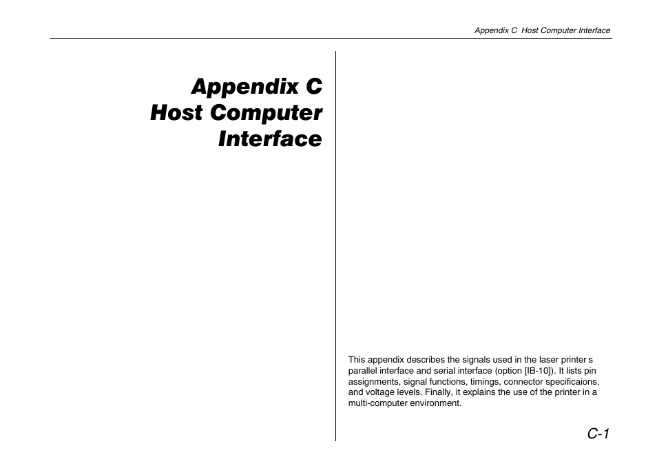 Appendix c host computer interface | Kyocera FS-600 User Manual | Page 121 / 144