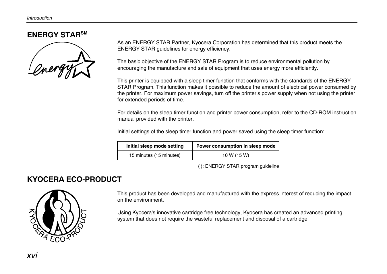 Energy star, Kyocera eco-product | Kyocera FS-600 User Manual | Page 17 / 144
