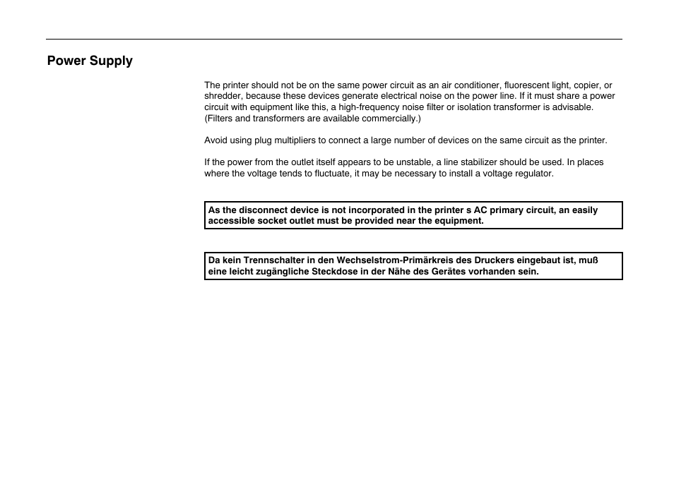 Power supply | Kyocera FS-600 User Manual | Page 26 / 144