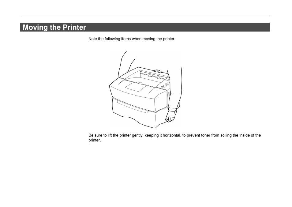 Moving the printer, Moving the printer -8 | Kyocera FS-600 User Manual | Page 30 / 144