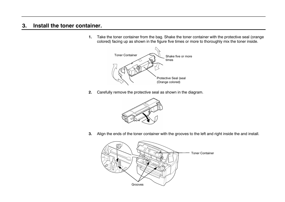 Install the toner container | Kyocera FS-600 User Manual | Page 37 / 144
