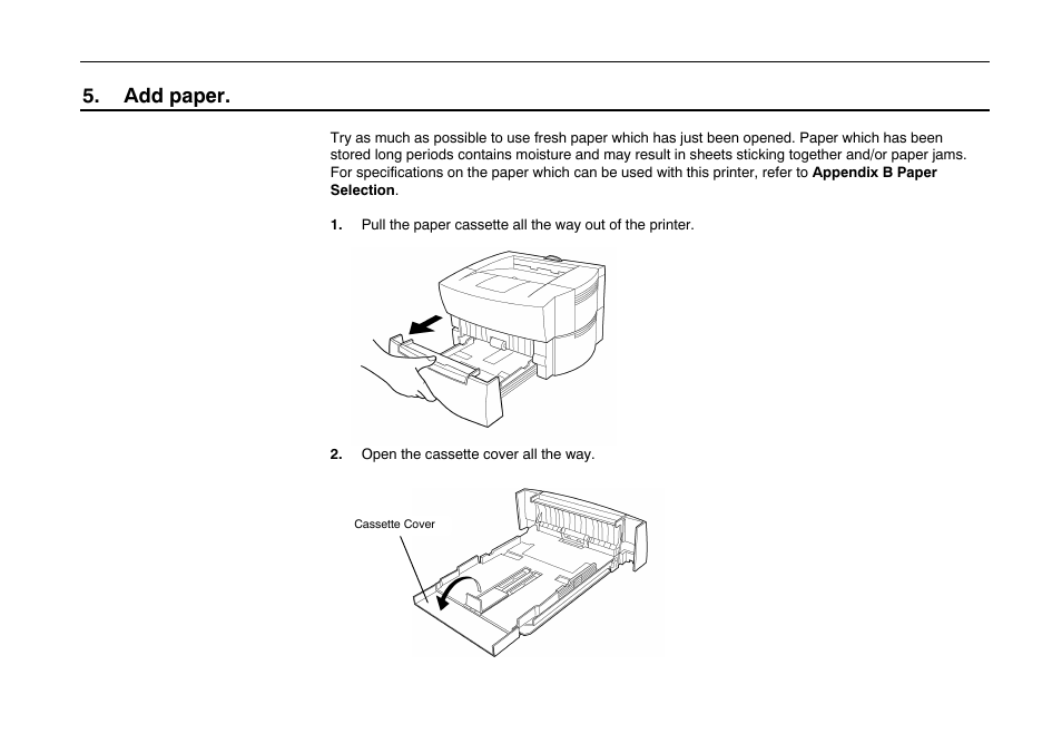 Add paper | Kyocera FS-600 User Manual | Page 39 / 144
