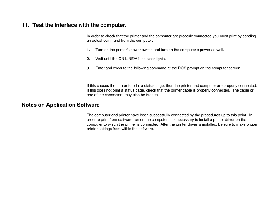 Test the interface with the computer | Kyocera FS-600 User Manual | Page 47 / 144