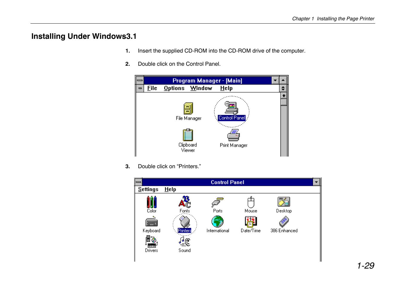 Installing under windows3.1 | Kyocera FS-600 User Manual | Page 51 / 144