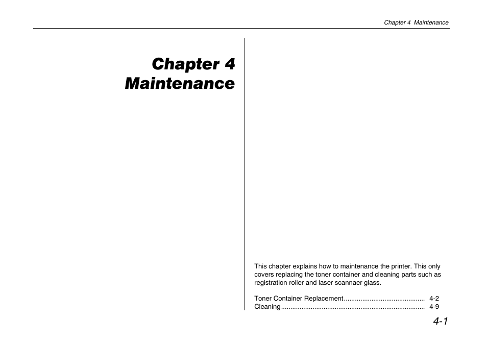 Chapter 4, Chapter 4 maintenance | Kyocera FS-600 User Manual | Page 81 / 144