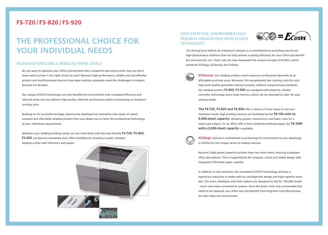 The professional choice for your individual needs | Kyocera FS-720 User Manual | Page 2 / 4