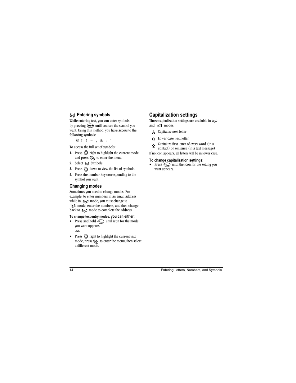 Capitalization settings | Kyocera Phantom TXLCC10042B User Manual | Page 22 / 60
