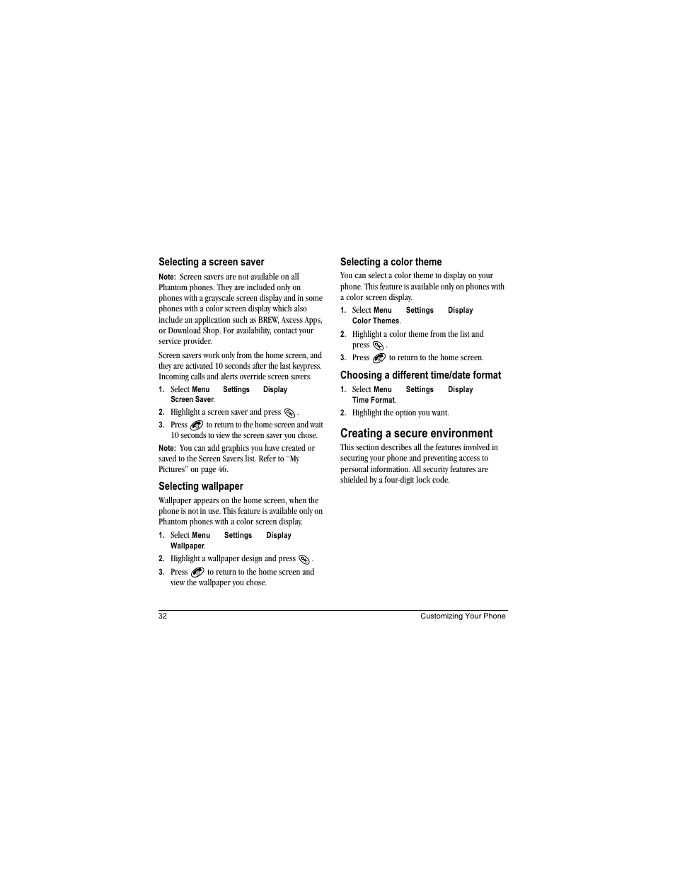 Creating a secure environment | Kyocera Phantom TXLCC10042B User Manual | Page 40 / 60
