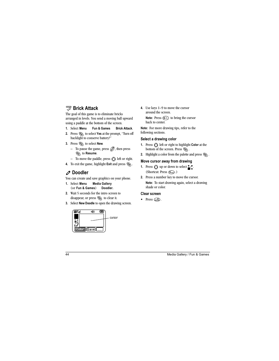 Brick attack, Doodler | Kyocera Phantom TXLCC10042B User Manual | Page 52 / 60