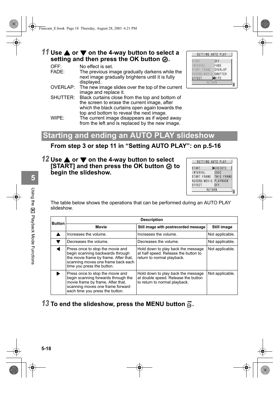 Starting and ending an auto play slideshow | Kyocera SL300R User Manual | Page 102 / 134