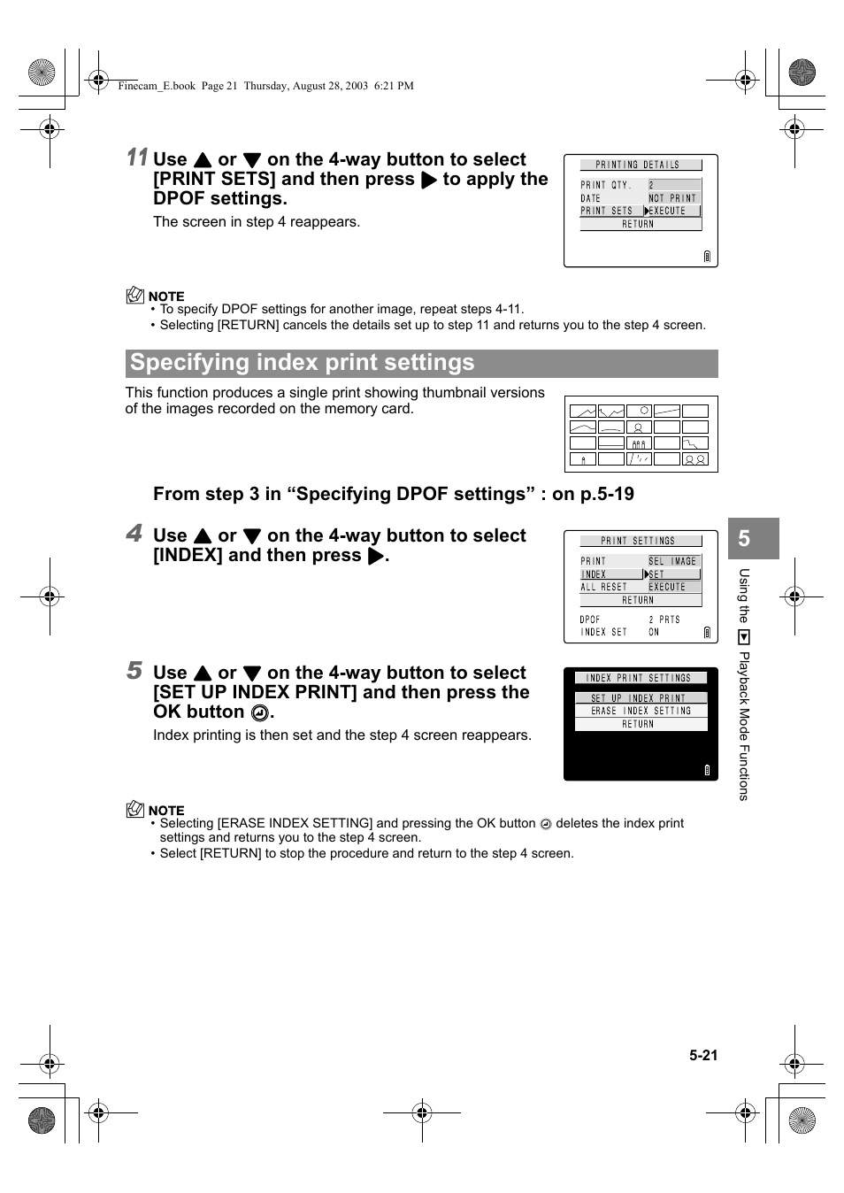 Specifying index print settings | Kyocera SL300R User Manual | Page 105 / 134