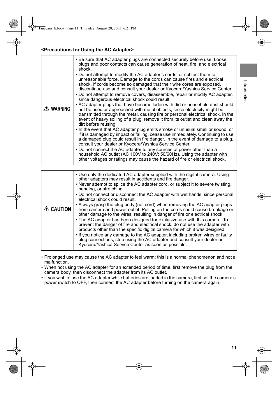 Awarning, Acaution | Kyocera SL300R User Manual | Page 11 / 134
