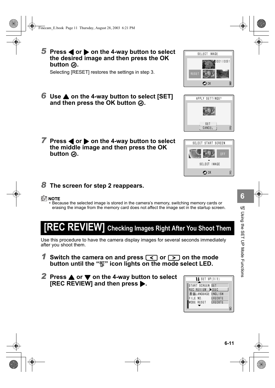 Rec review, Checking images right after you shoot them | Kyocera SL300R User Manual | Page 119 / 134