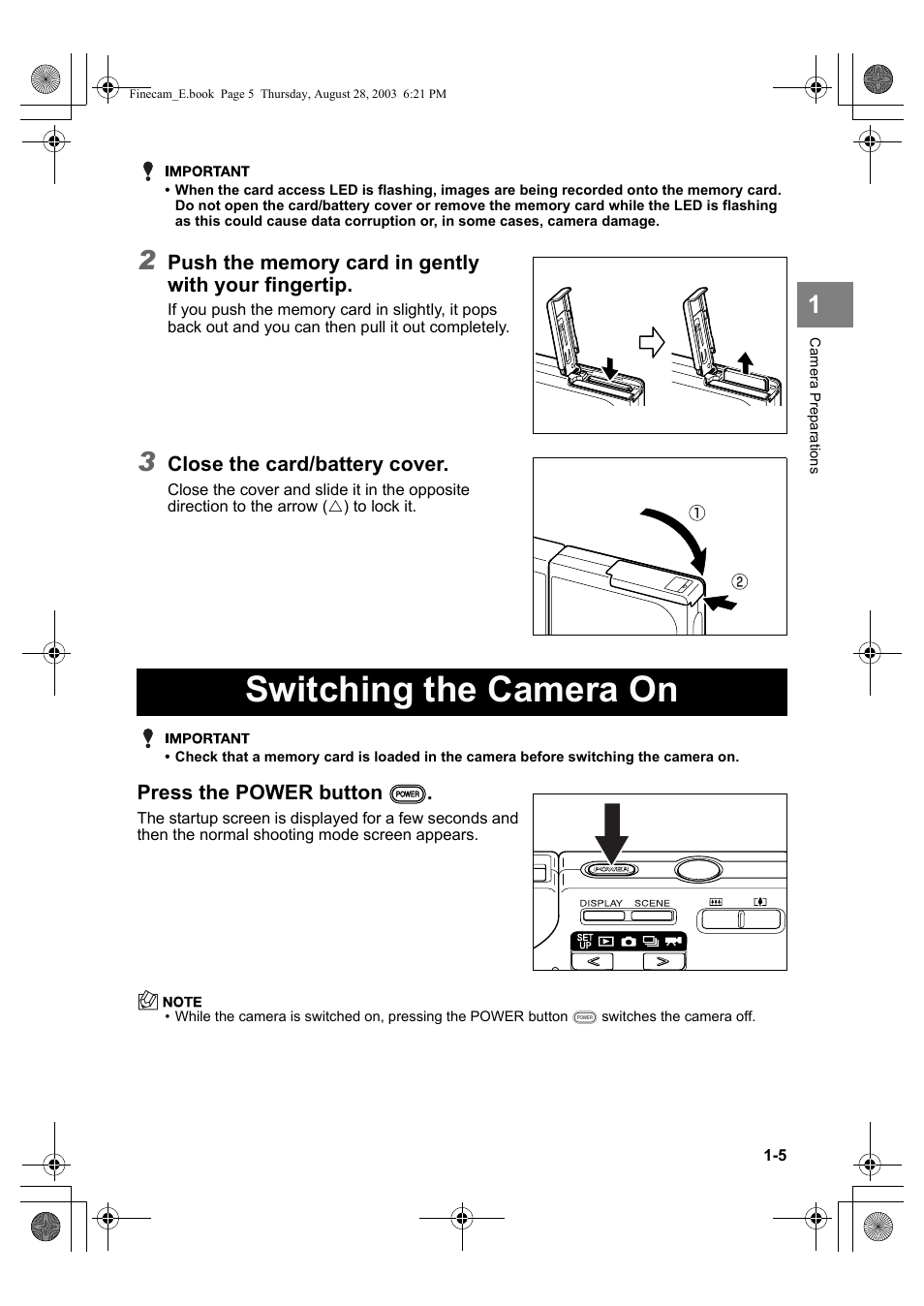 Switching the camera on | Kyocera SL300R User Manual | Page 21 / 134