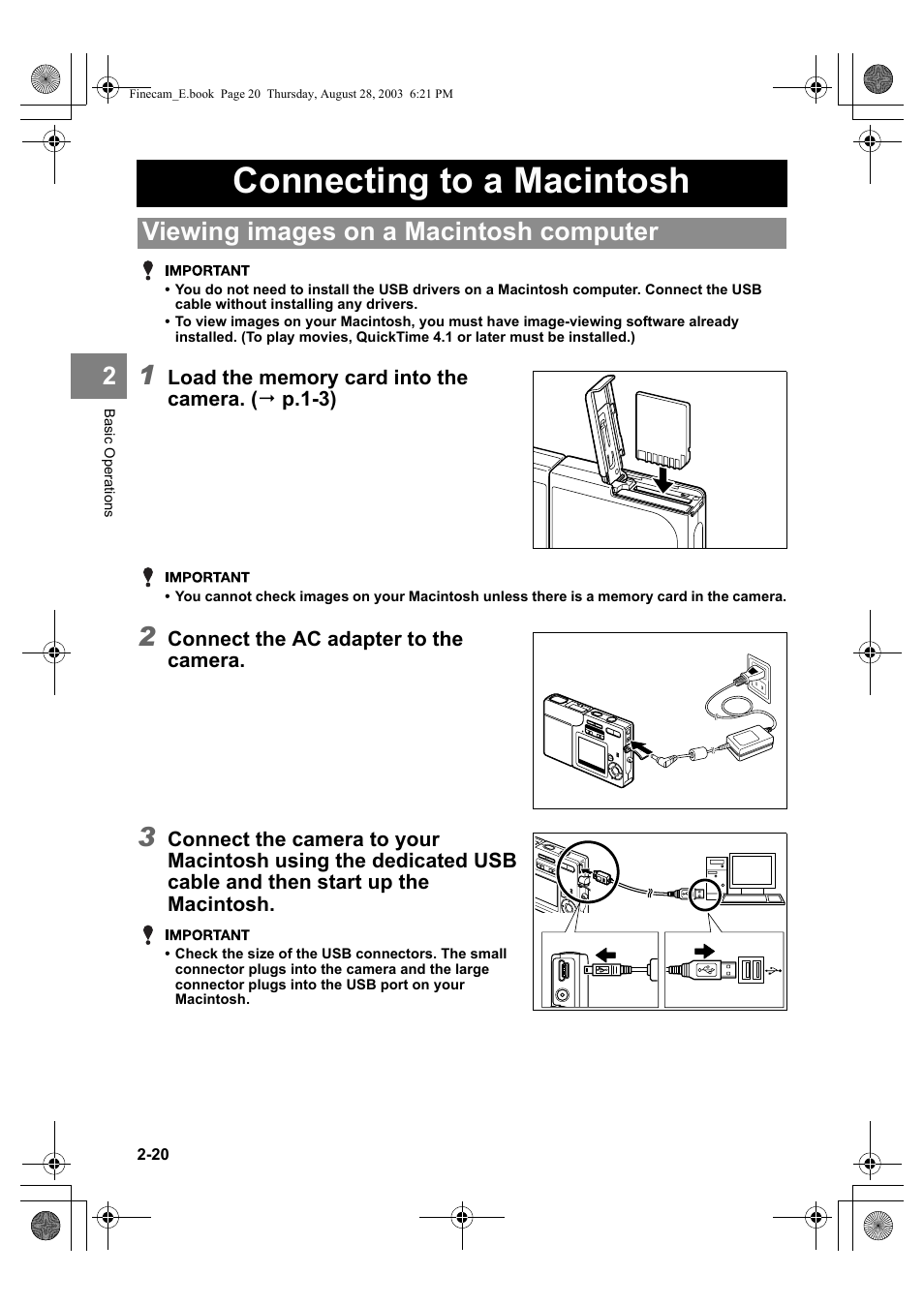 Connecting to a macintosh, Viewing images on a macintosh computer | Kyocera SL300R User Manual | Page 44 / 134