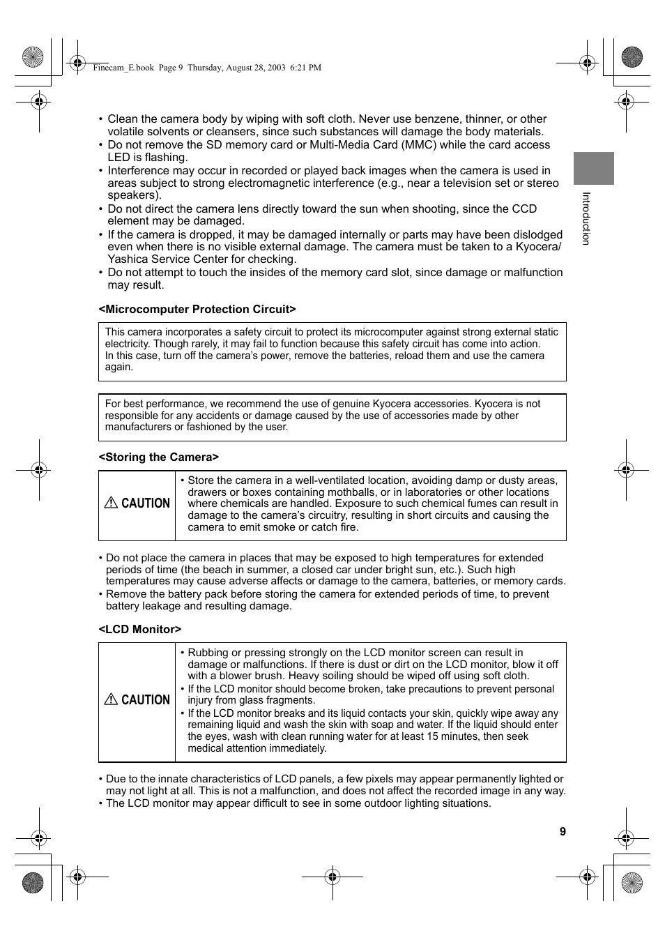 Acaution | Kyocera SL300R User Manual | Page 9 / 134