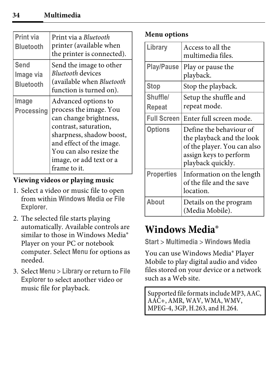 Windows media | Kyocera E4000 User Manual | Page 34 / 73