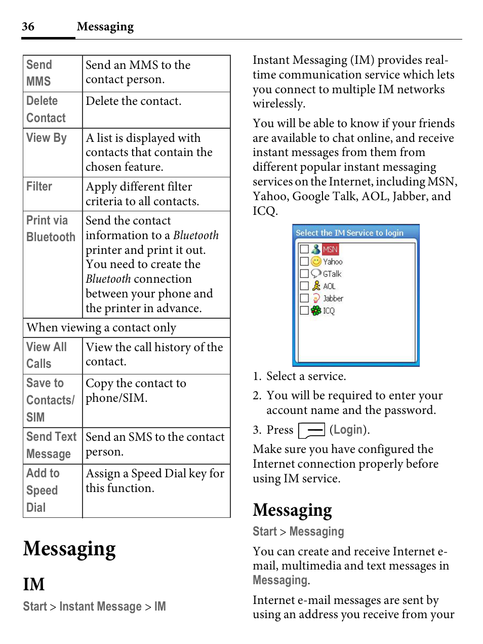 Messaging | Kyocera E4000 User Manual | Page 36 / 73