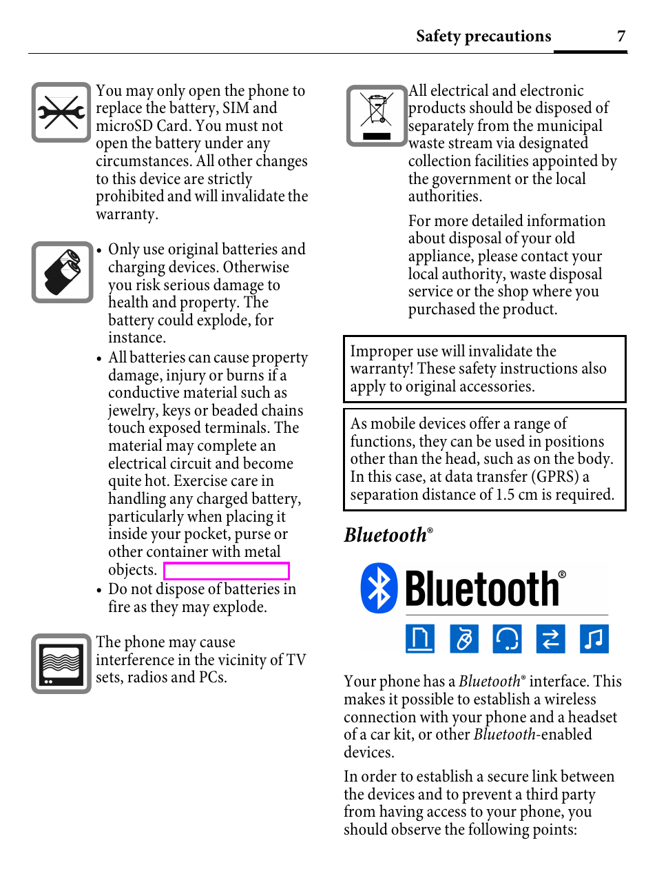Bluetooth | Kyocera E4000 User Manual | Page 7 / 73