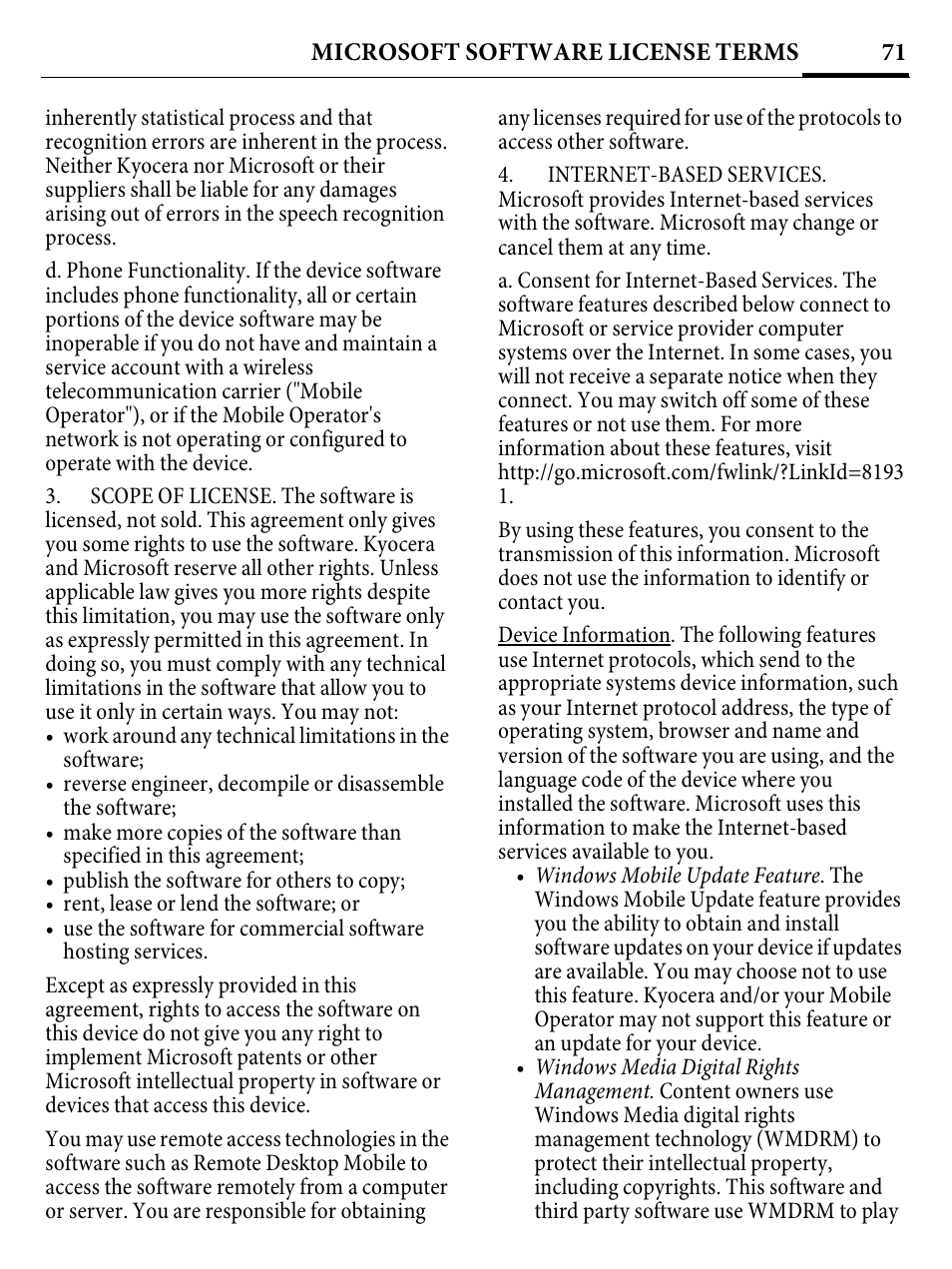 Kyocera E4000 User Manual | Page 71 / 73