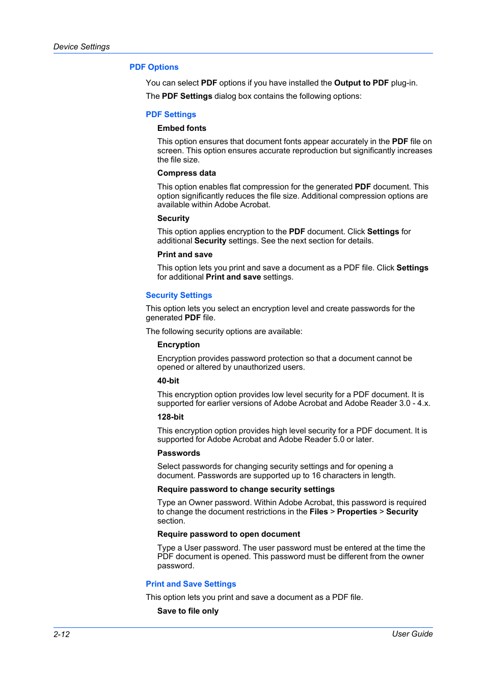 Pdf options | Kyocera FS-C5100DN User Manual | Page 26 / 92