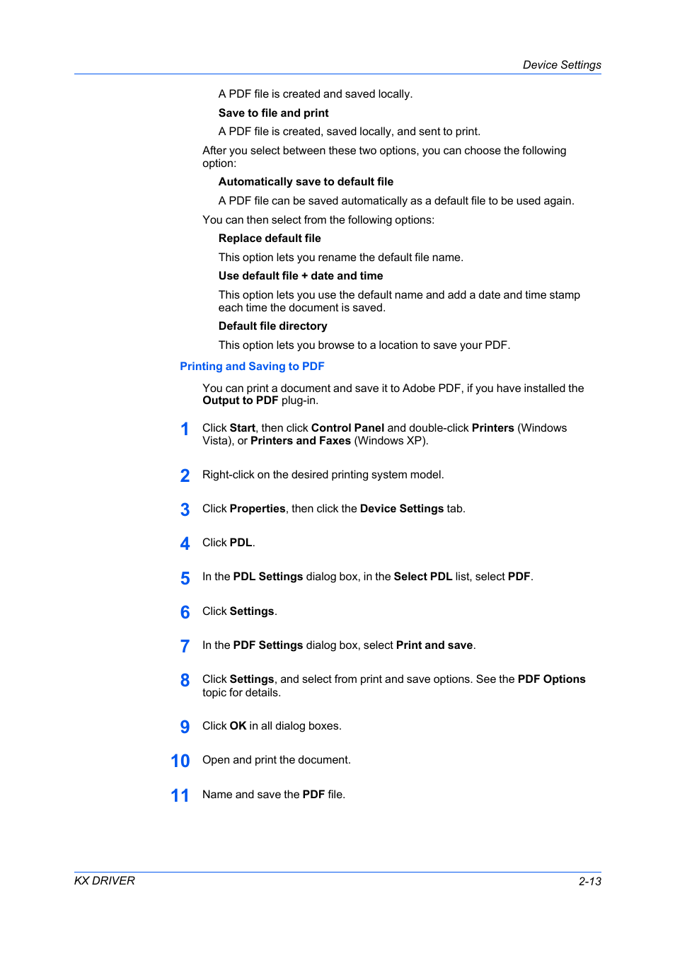 Printing and saving to pdf | Kyocera FS-C5100DN User Manual | Page 27 / 92