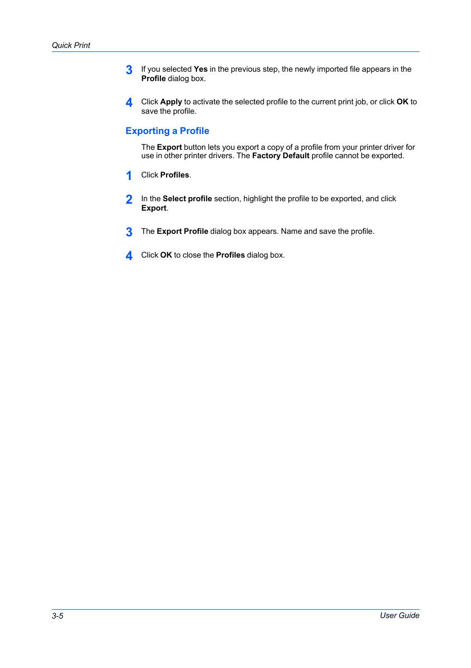 Exporting a profile | Kyocera FS-C5100DN User Manual | Page 34 / 92