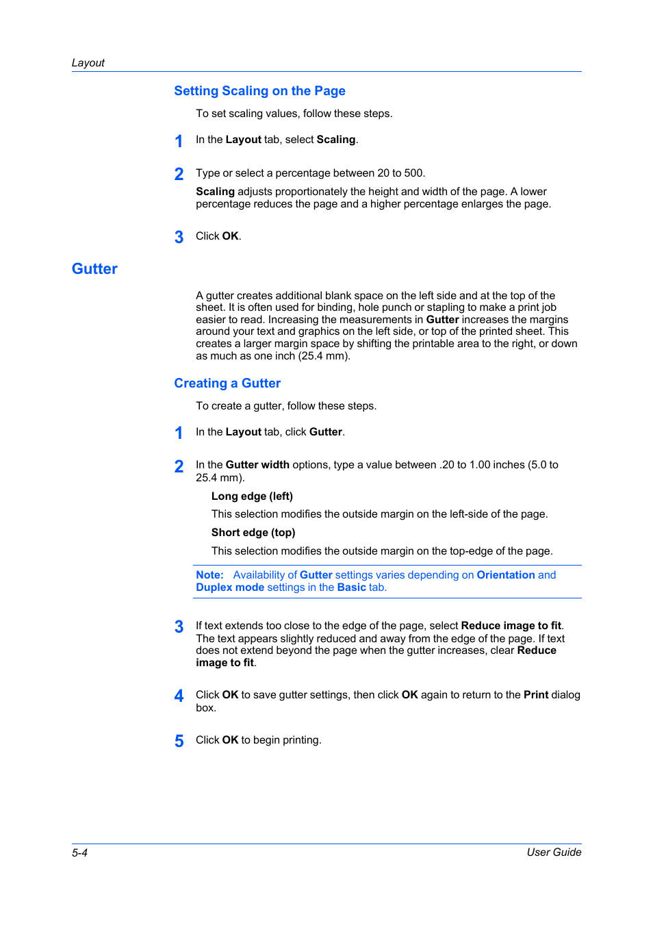 Gutter, Creating a gutter, Gutter -4 | Creating a gutter -4 | Kyocera FS-C5100DN User Manual | Page 44 / 92