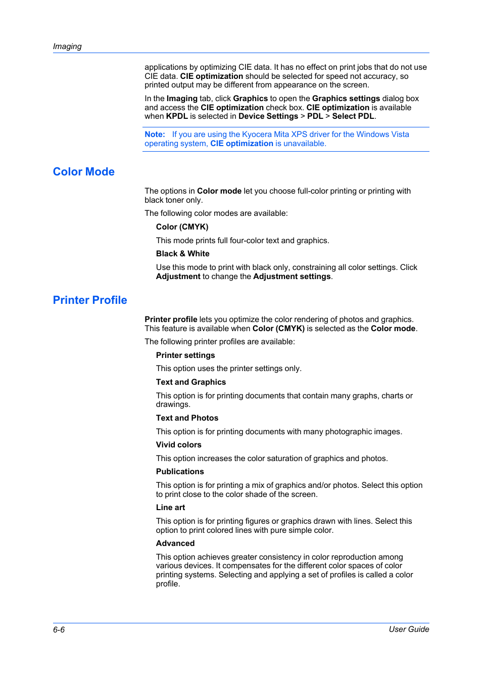 Color mode, Printer profile, Color mode -6 printer profile -6 | Kyocera FS-C5100DN User Manual | Page 50 / 92
