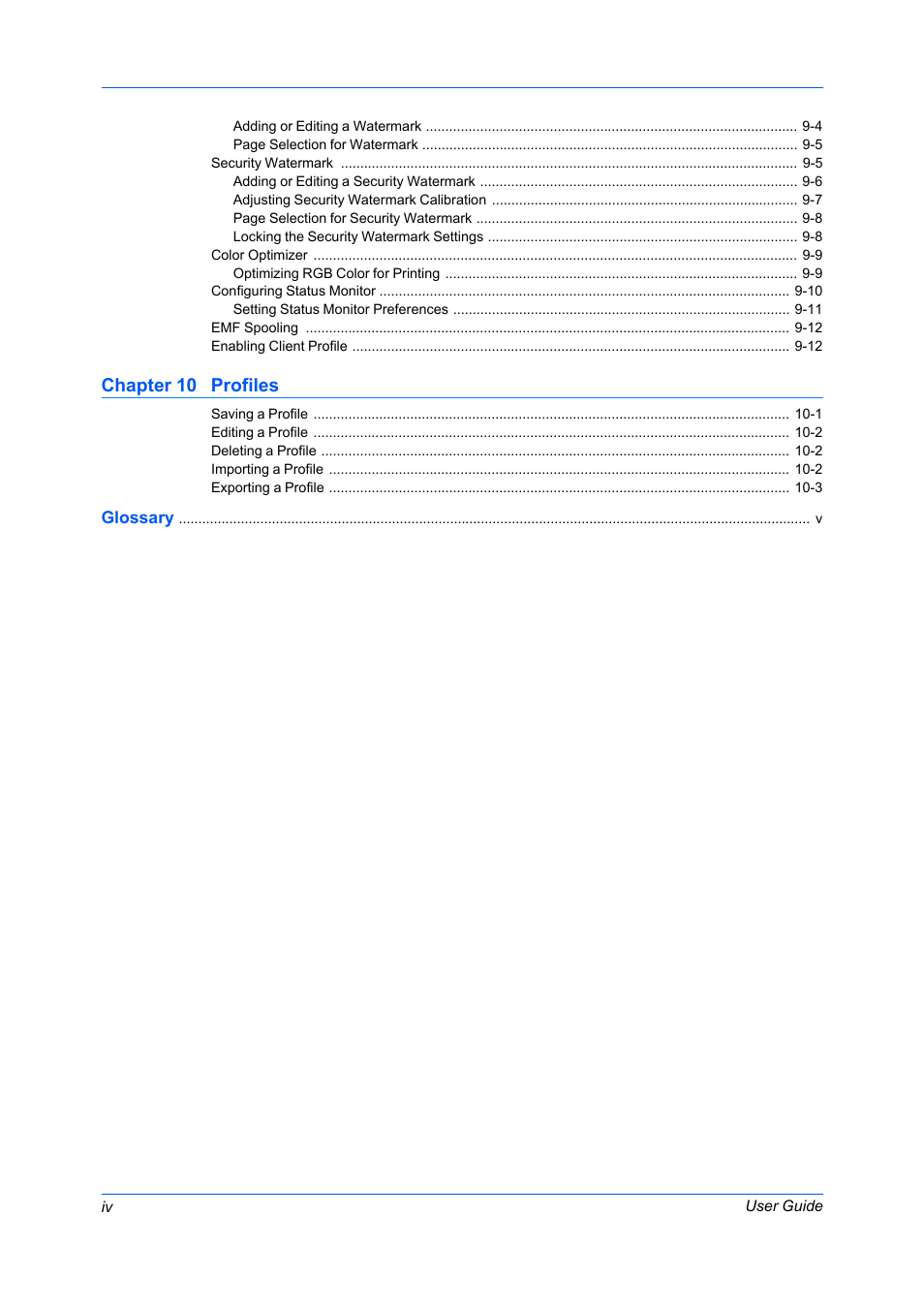 Chapter 10 profiles | Kyocera FS-C5100DN User Manual | Page 6 / 92