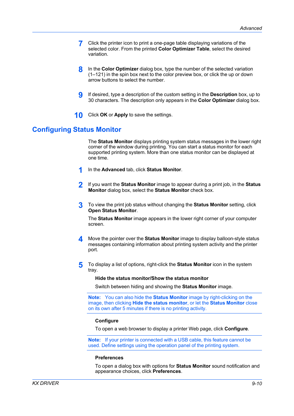 Configuring status monitor, Configuring status monitor -10 | Kyocera FS-C5100DN User Manual | Page 79 / 92