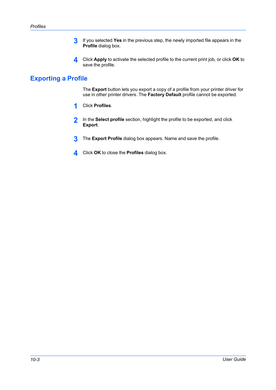 Exporting a profile, Exporting a profile -3 | Kyocera FS-C5100DN User Manual | Page 84 / 92