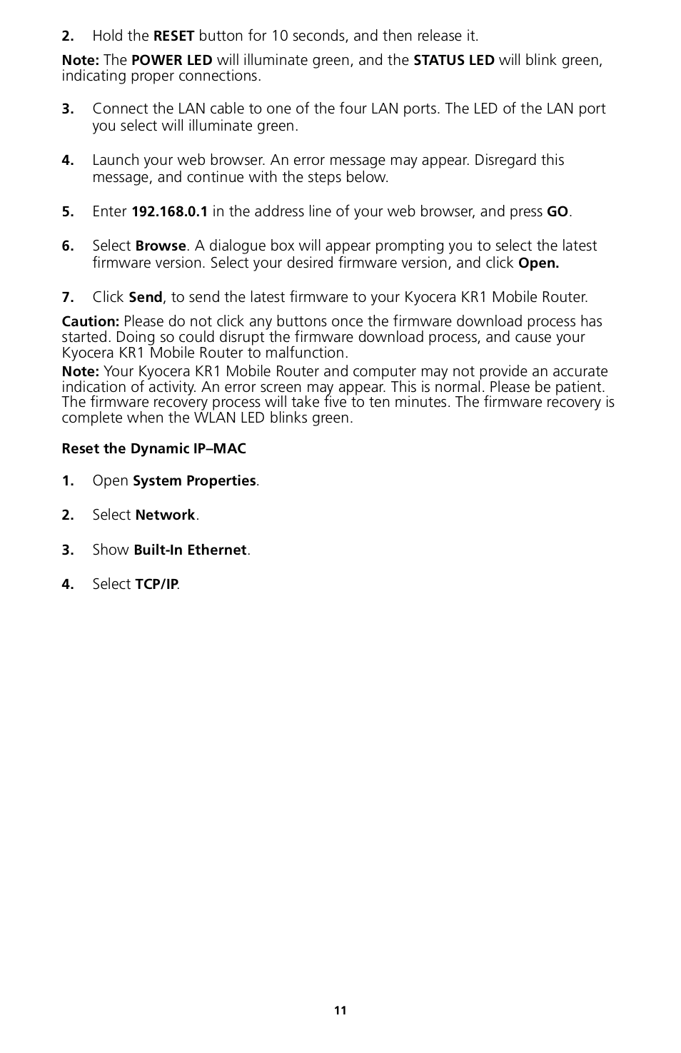 Reset the dynamic ip–mac | Kyocera 82-G1770-1FP User Manual | Page 14 / 61